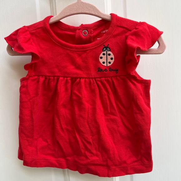 NWOT Carter’s 6M Red Love Bug Girls Top Blouse - Picture 1 of 4